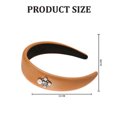 MOMISY Headbands, Plain Artificial Leather Hairbands for Girls, Women (Brown, Free)