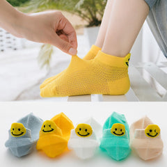 MOMISY 5 Pairs Baby Girl Boys Tube Socks Toddlers Infant Solid Color Boat Spring and Autumn Socks Stretch Baby Sock - Multicolor (Net Smiley, 1 year to 3 year)