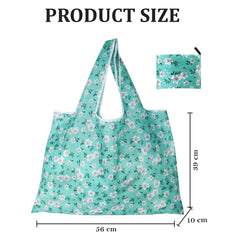 MOMISY Adults Designer Pattern Reusable And Foldable Shopping Bag/Tote Hand Bag/Travel Bag/Grocery Bag | Heavy Duty, Eco Friendly | Compact, Lightweight And Convenient (Flower Green)