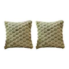 MOMISY Corduroy Cushion Throw Pillow Covers, Honeycomb Pattern, 45 x 45 cm, Pack of 2 (Green)