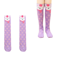 MOMISY 1 Pair of Baby Spring Winter And Autumn Combed Cotton Long Tube Knee-High Socks Suitable Age of 3 to 12 Years (IN, Age, 3 Years, 12 Years, PurpleRabbit)