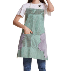 MOMISY Kitchen Cooking Apron with Pocket and 2 Stitched Towels Waterproof Adjustable Durable Stripe Kitchen Women Men Apron with Pockets Bib