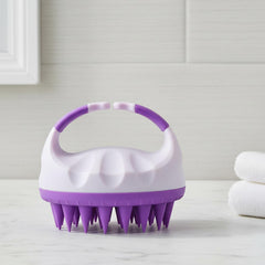 MOMISY Scalp Massager Shampoo Brush, Eco-Friendly Wheat Straw Body With Soft Silicon Bristles, Hair Scalp Scrubber, Scalp Exfoliator | Dandruff Removal (Purple)