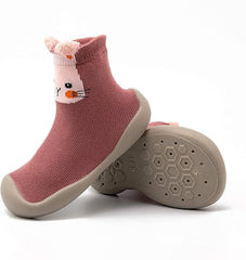 MOMISY Baby Socks Animal Themed, Funny Cartoon Printed Cotton Socks with Shoes - Soft, Non-Slip, and Comfortable Size 18-24M(PinkCat-24-25)
