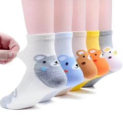 MOMISY 5 Pairs Baby Girl Boys Tube Socks Toddlers Infant Solid Color Boat Spring and Autumn Socks Stretch Baby Sock - Multicolor (IN, Age, 3 Years, 5 Years, Bear)