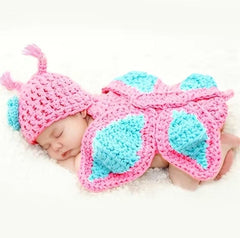 MOMISY Newborn Photography Props Baby Girl Boy Photo Props for Infant Hand Crocheted Butterfly Outfit-Pink Blue