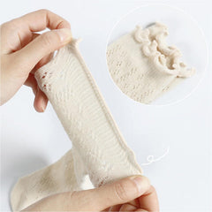 MOMISY 3 Pairs of Baby Spring Winter And Autumn Combed Cotton Mesh Long Tube Knee-High Socks- 0 to 6 Months