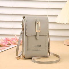 MOMISY Mobile Bag Cellphone Sling Card Holder Wallet Handbag, Transparent Screen, Crossbody Multi-function Shoulder Bag for Girls-Belt (Grey)