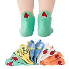 MOMISY 5 Pairs Baby Girl Boys Mesh Fruit Embroidery Toddlers Infant Cotton Stretch Socks - Fruit, 1-3 Years Old