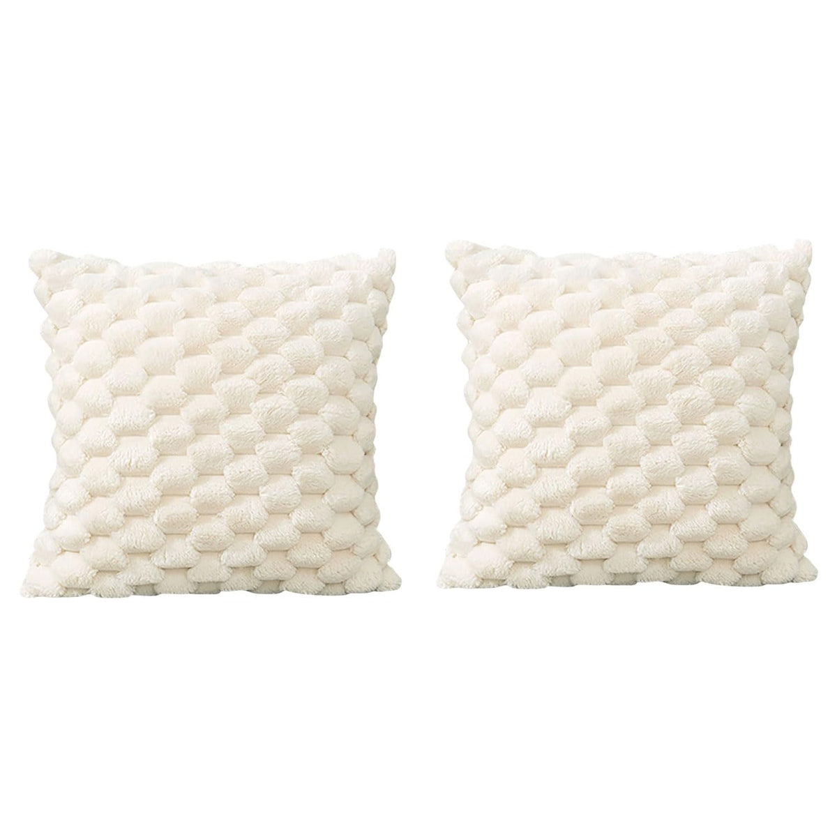 MOMISY Corduroy Cushion Throw Pillow Covers, Honeycomb Pattern, 45 x 45 cm, Pack of 2 (White)