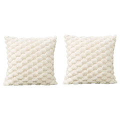 MOMISY Corduroy Cushion Throw Pillow Covers, Honeycomb Pattern, 45 x 45 cm, Pack of 2 (White)