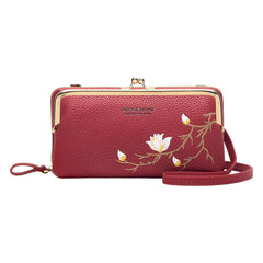 MOMISY Multi-Function Crossbody Bags for Women Mobile Purse Cell Phone Pouch with Adjustable Wide Strap Holder Pocket Small Purse Wallets Sling Bag Mini Shoulder Bags for Ladies Girls (Maroon)