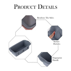 MOMISY Silicone Bread & Loaf Pan Mould | Fruit Cake, Pastry Making Pan | Baking Mould Rectangle (Grey)