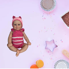MOMISY Striped Romper with Cap, Photography Props Costume, Pink
