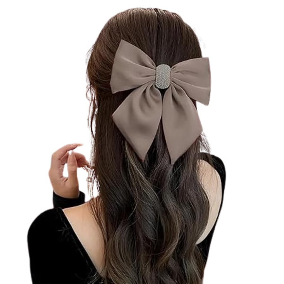 MOMISY Bow Shaped Hair Clip, Hair Accessories for Women and Girls (DiamondKhaki, Free)
