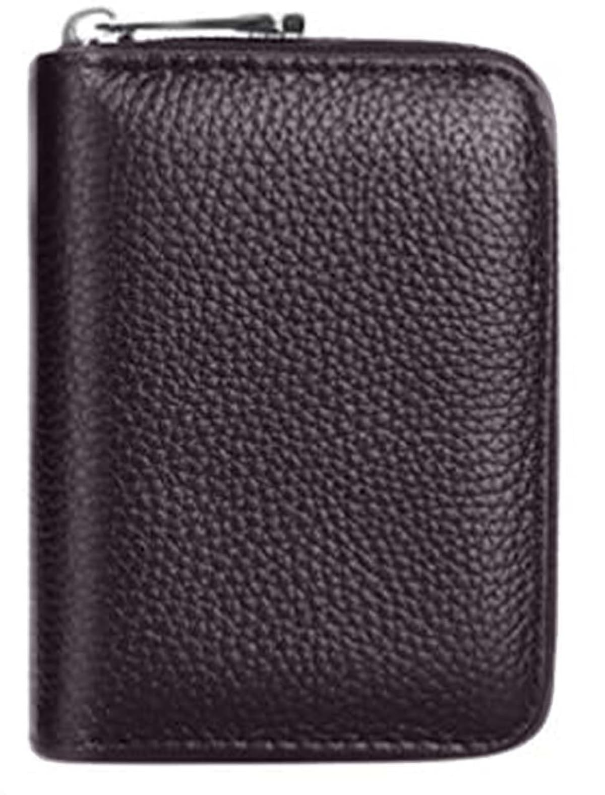 MOMISY PU Leather Credit Debit Card Holder Wallet Card Case ID Case Organizer Holder Zipper Wallet Coin Purse for Men & Women (14 Slots Brown)