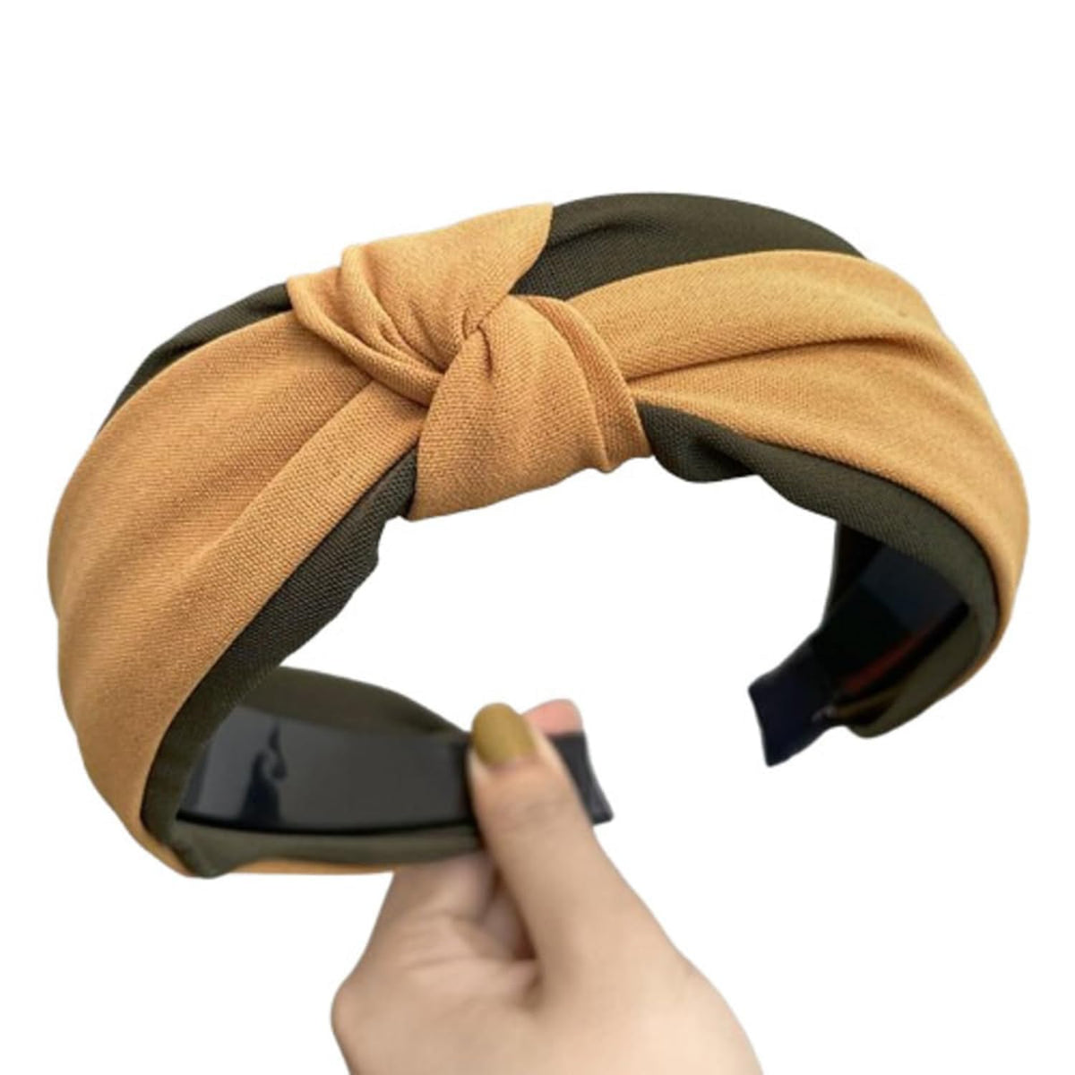 MOMISY Knotted Hairband Headband Cross Hair Band Accessories for Women and Girls (YellowGreen)