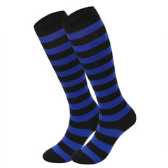 MOMISY Knee Socks for Womenand Girls Premium Cotton Blend, Breathable Long Knee High Stockings, Ultimate Comfort and Style, Ideal for Daily Use- Pack of 1 (Free Size) (Dark Blue Black)