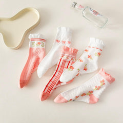 MOMISY 5 Pairs Baby kids Girl Boys Toddlers InfantmCotton Stretch Baby Socks (IN, Age, 1 Year, 3 Years, PinkWhite)