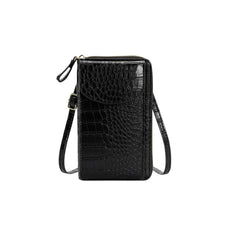 MOMISY Multi-Function Crossbody bags for Women Mobile Cell Phone Holder Card Pocket Bag Stylish PU Leather Sling Bags for Women Girls Purse Wallet Mini Shoulder Bags-Crocodile Pattern (Black)