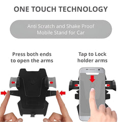 MOMISY Car Mount Adjustable Car Mobile Phone Holder Stand Universal Long Arm, for Dashboard & Windshield, 360° Rotational, Strong Suction Cup for Smartphones (Zigzag)