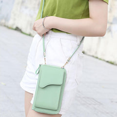 MOMISY Women Cellphone Sling Bag Card Holder Wallet Handbag Crossbody multi-function Shoulder Bag for Girls (Light Green)