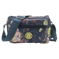 MOMISY Women Mobile Messenger cellphone Bag Ladies Nylon Shoulder Cross Body Long Strap for College, Outing, Travelling, Work (Medium, Purple Flower)