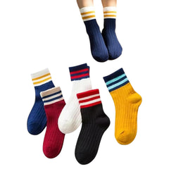 MOMISY 5 Pairs Baby kids Girl Boys Toddlers InfantmCotton Stretch Baby Socks (IN, Age, 0 Months, 12 Months, Multi2Bars/)
