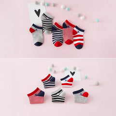 MOMISY 5 Pairs Girl Boys Tube Socks Toddlers Infant Solid Color Boat Spring and Autumn Socks Stretch Baby kids Sock (IN, Age, 3 Years, 5 Years, Spear)