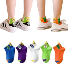 MOMISY 5 Pairs Girl Boys Tube Socks Toddlers Infant Solid Color Boat Spring and Autumn Socks Stretch Baby kids Sock (IN, Age, 6 Years, 8 Years, Fun)