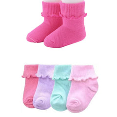 MOMISY Baby Girl Boys Toddlers Infant lace Socks Combed Cotton Stretch-Plain-Multicolour-Set of 4 (1 to 3 year)