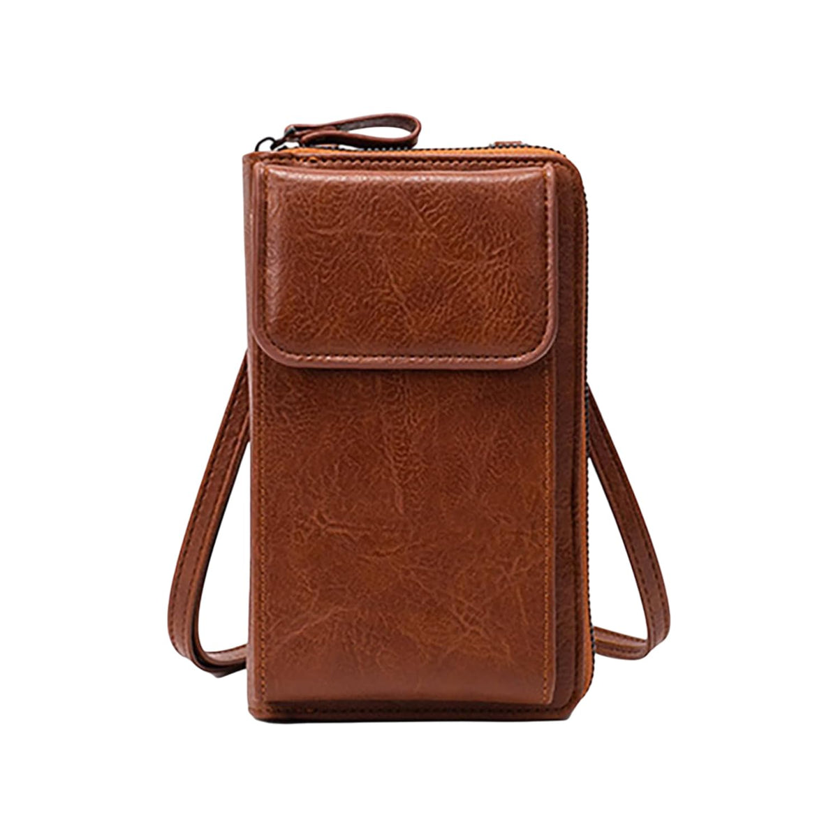 MOMISY Multi-Function Crossbody bags for Women Mobile Cell Phone Holder Card Pocket Bag Stylish PU Leather Sling Bags for Women Girls Purse Wallet Mini Shoulder Bags (Brown)
