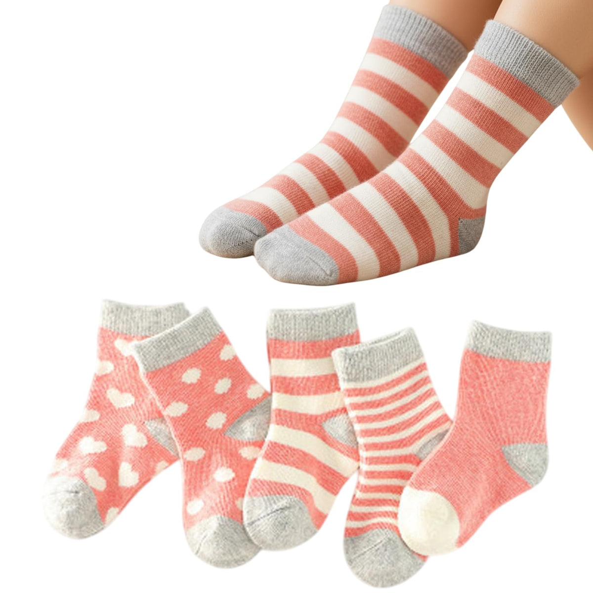 MOMISY 5 Pairs Baby Girl Boys Tube Socks Toddlers Infant Solid Color Boat Spring and Autumn Socks Stretch Baby Sock - Multicolor (IN, Age, 3 Years, 5 Years, RoseRed)