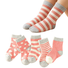 MOMISY 5 Pairs Baby Girl Boys Tube Socks Toddlers Infant Solid Color Boat Spring and Autumn Socks Stretch Baby Sock - Multicolor (IN, Age, 3 Years, 5 Years, RoseRed)