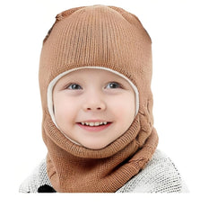 MOMISY Winter Soft Woolen Monkey Cap with Velvet Lining for Baby Boys Girls Kids, Infant, Toddler- 2-5years, Pack of 1 (Brown)