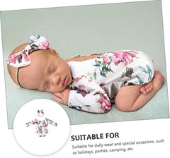 MOMISY Floral Romper with Hairband Photoshoot Photography Props Costume (White Flower)