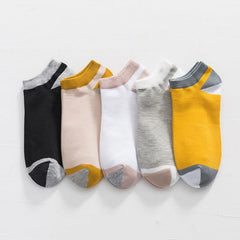 MOMISY Men's Premium Cotton Cushion Ankle length Socks, (Multicolor) Pack of 5 (Free Size) (Fish Mouth)