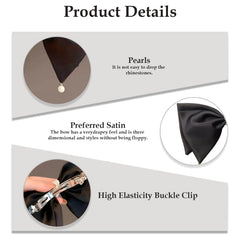 MOMISY Bow Shaped Hair Clip, Hair Accessories for Women and Girls (PearlBlack, Free)