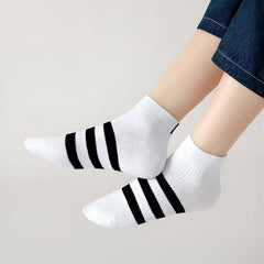 MOMISY 5 Pairs Baby Girl Boys Toddlers Infant Ankle Stretch Tube Socks (3Striped, 9 Years-12 Years)