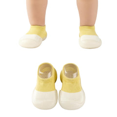 MOMISY Anti-Skid leather soled 2 Color Shoe Socks for Baby Boys and Baby Girls-12 to 24 months, Medium (Yellow, 12-24 Months)