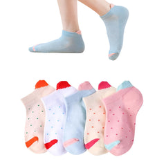 MOMISY 5 Pairs Girl Boys Tube Socks Toddlers Infant Solid Color Boat Spring and Autumn Socks Stretch Baby kids Sock (Dots Heart, 1 Year to 3 Year)
