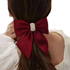 MOMISY Bow Shaped Hair Clip, Hair Accessories for Women and Girls (DiamondMaroon, Free)