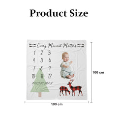 MOMISY Baby Milestone Blanket and Props for Baby's |1 to 12 Months Prop |Baby Bedding |Ac Room Blanket for Summer|Newborn| Infants Winter Blanket(Deer)
