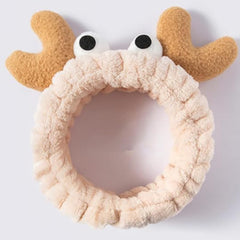 MOMISY Elastic Women's Lovely Hair Band Wash Face Spa Headband-Washable Facial Band Makeup Wrap Headbands Fits All Head Sizes (Elk Beige)