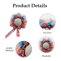 MOMISY Newborn Baby Girl Cap for Photography Props, Children's Headdress (in, Age, 0 Months, 3 Months, Pink)