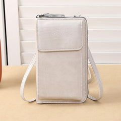 MOMISY Multi-Function Crossbody bags for Women Mobile Cell Phone Holder Card Pocket Bag Stylish PU Leather Sling Bags for Women Girls Purse Wallet Mini Shoulder Bags (Off White)
