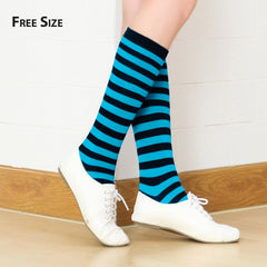 MOMISY Knee Socks for Womenand Girls Premium Cotton Blend, Breathable Long Knee High Stockings, Ultimate Comfort and Style, Ideal for Daily Use- Pack of 1 (Free Size) (Sky Blue Black)