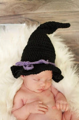 MOMISY Handmade Cute Newborn Baby Photography Props Outfits Knit Crochet Hat -Black Purple