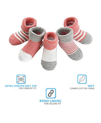 MOMISY 5 Pairs Baby kids Girl Boys Toddlers Infant Ankle Stretch Tube Socks (Pink, 0 Months-6 Months)