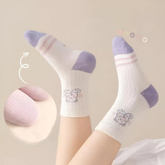MOMISY 5 Pairs Baby kids Girl Boys Toddlers InfantmCotton Stretch Baby Socks (IN, Age, 12 Months, 24 Months, Purple Stripe)